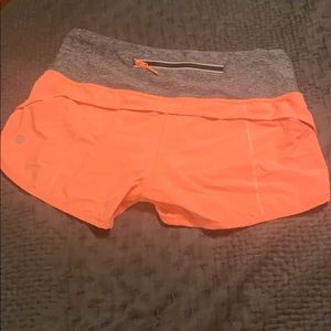 EUC lululemon speed shorts — size 4 — neon orange